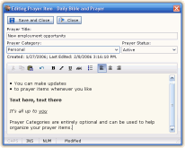 Prayer item editor